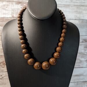 Vintage Necklace Chunky Brown Balls